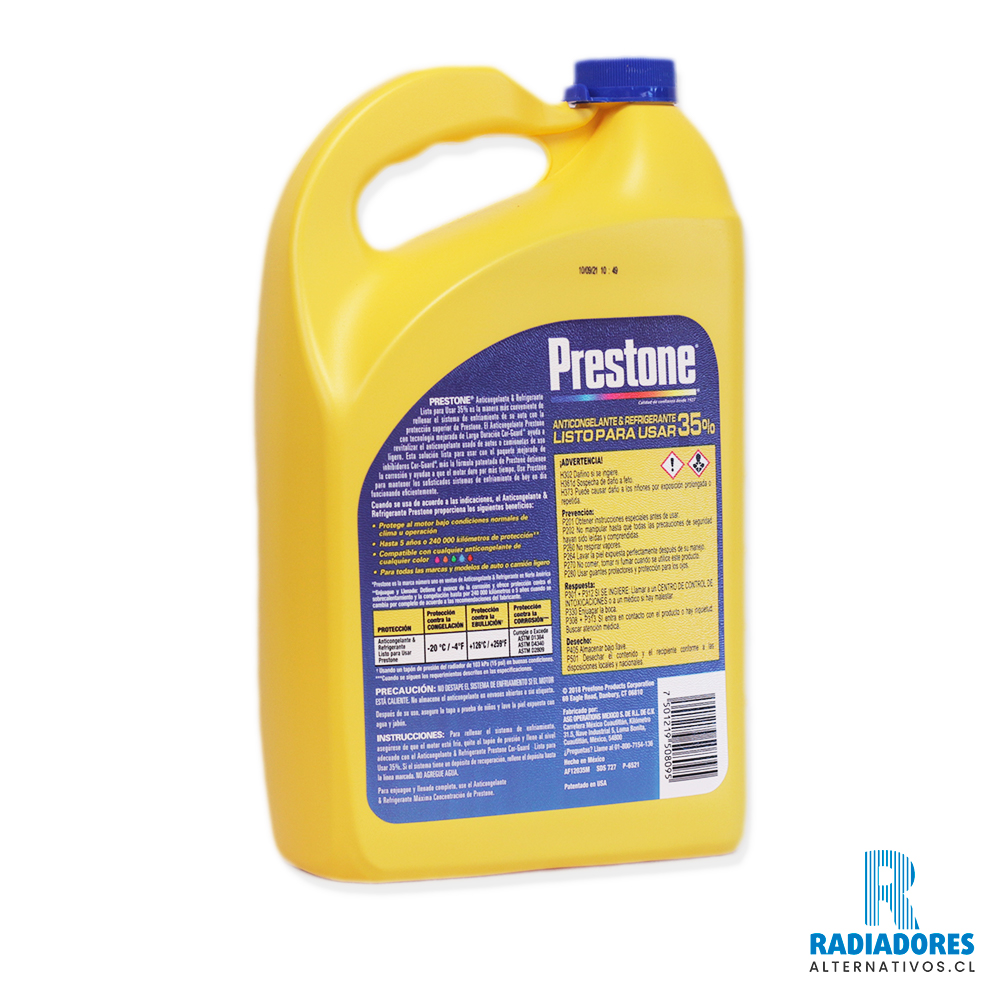 Coolant Prestone listo para usar mezcla precisa al 35% 3.78 Lts